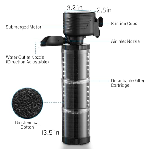 XpertMatic 3 Stages 475 GPH Aquarium Filter for Up to 120 Gallon Fish Tank