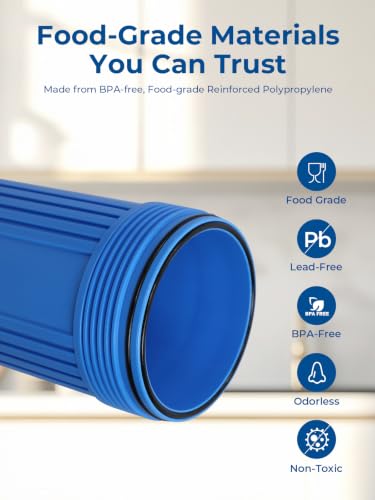 20" x 4.5" Whole House Water Filter Housing with Bottom Drain Port