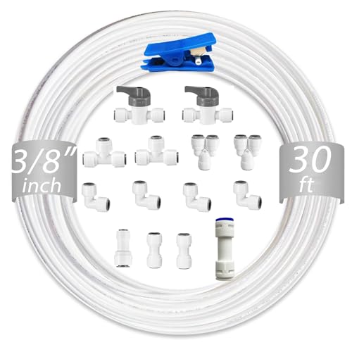 NSF 3 8'' Inch Water Line Tubing and Push to Connect Fittings for Reverse Osmosis Water Filter RO fittings
