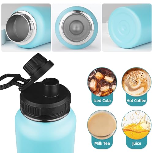 32oz Metal Sports Insulated Water Bottle with 2 Lids