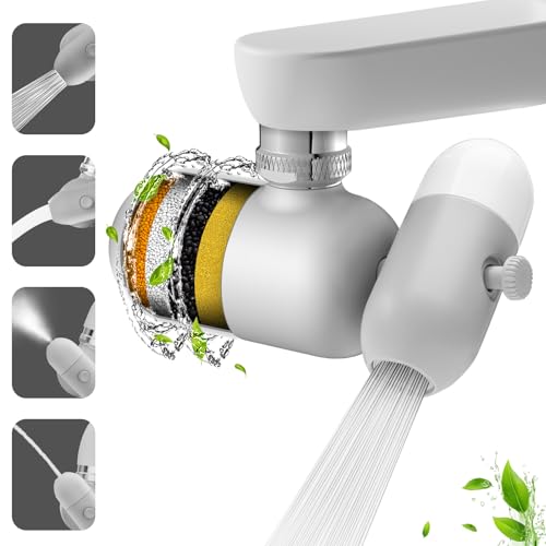 4 Modes Multifunctional Kitchen & Bathroom Water Filter for Sink Faucet with 2pcs Replacement Filters