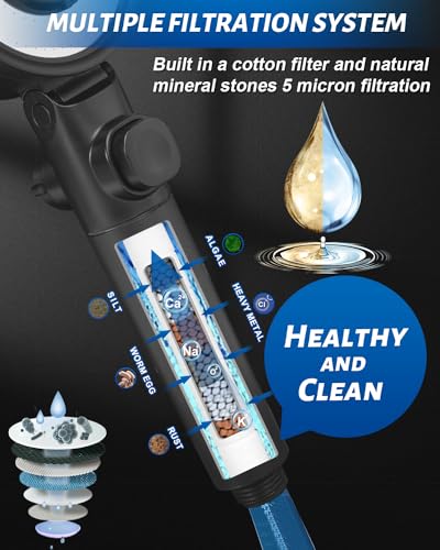 Filtered Shower Head with Handheld Spray for Skin and Hair Care