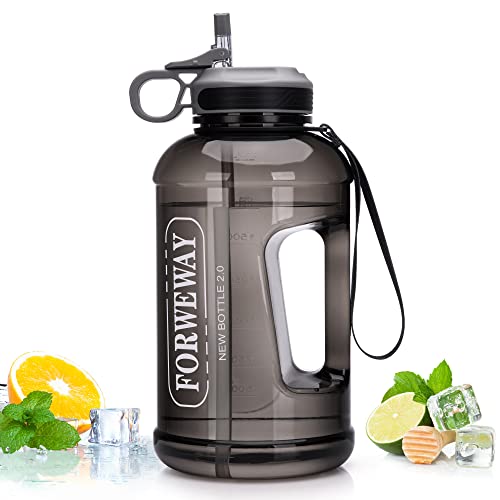 Half Gallon Water Bottle with Straw Leakproof Large Sports Water Bottle with Handle 2L