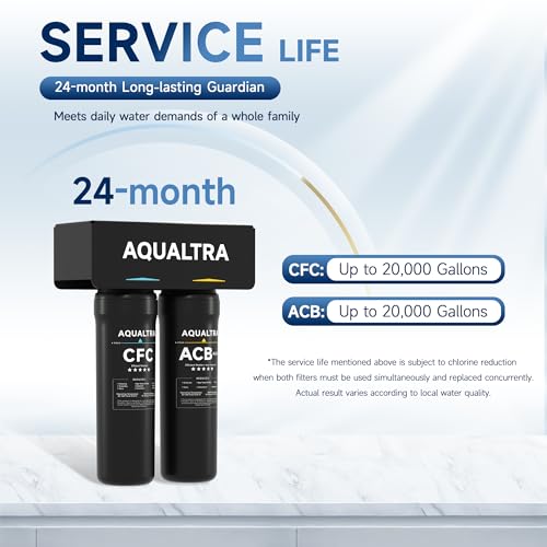 USF-2B-10 Slightly Alkaline Under Sink Filter System, 20K Gal, Reduce PFOA, PFOS, Chlorine, Lead, Mercury, Chloramine, Fluoride, Microplastics Particles, Bad Taste & Odor