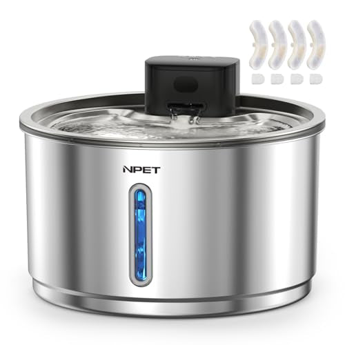 Stainless Steel Wireless Water Fountains for Cats Indoor with 4Filters