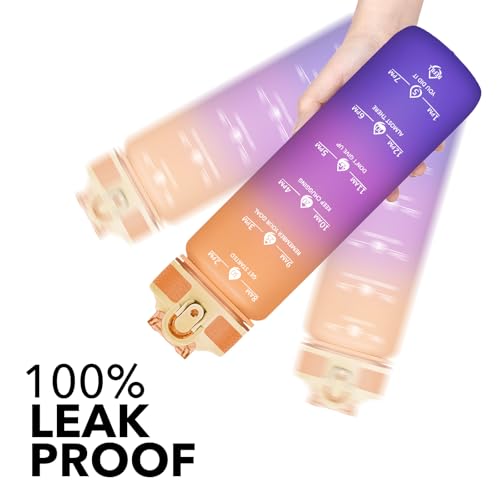 Plastic Water Bottle With Straw & Time Marker