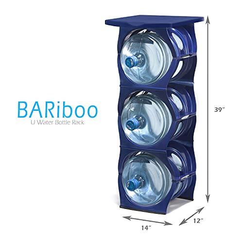 Blue Water Bottle Rack for 3 Bottles Plus Top Shelf