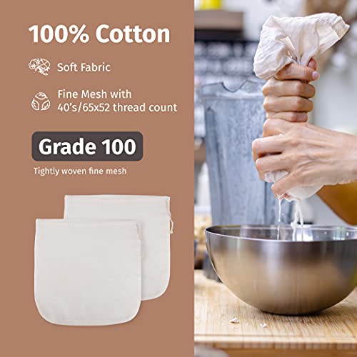 2 Pieces Reusable Grade 100 Nut Milk Bags for Straining (2 Count)