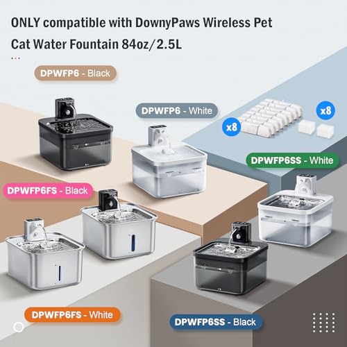 8 Packs Replacement Filters for DownyPaws Battery Operated Cat Water Fountain DPWFP6 (8 Count)