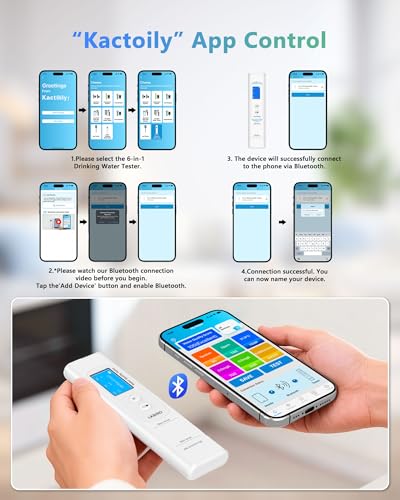 6-in-1 Smart Water Tester for Drinking Water with APP Monitoring, Digital Water Testing Kit for TDS Meter, EC, Temp, TOC, COD, UV275, Professional Water Tester for Home, Well, Tap & Outdoor