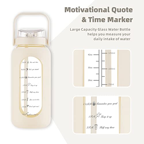 52 oz Glass Water Bottle with 2