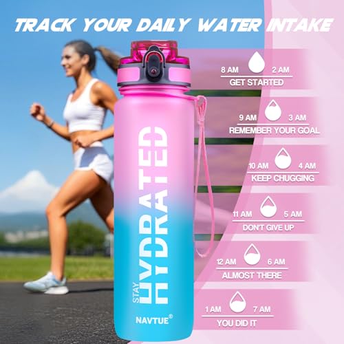 Water Bottle 32 oz Motivational Time Marker Tritan Bottle
