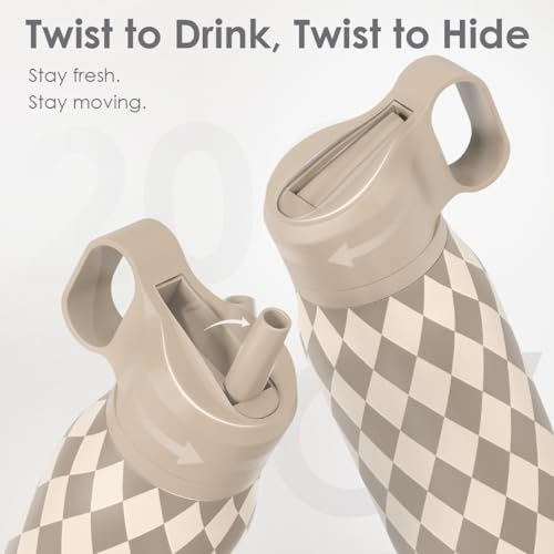 Argyle Design Stainless Steel Water Bottle with Twist Lid 20oz