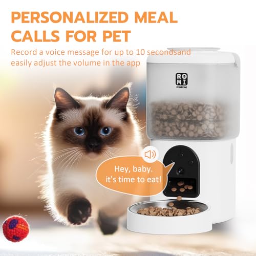 7L 2-in-1 Automatic Cat Feeder with Camera and Water Fountain Dispenser 1080P HD Video 2.4G&5G WiFi Timed Auto Feeder with APP Control,Multiple Cats, Detachable for Easy Clean-White