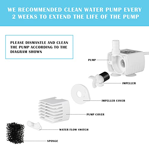 Replacement Pump for Cat Water Fountain with LED Light