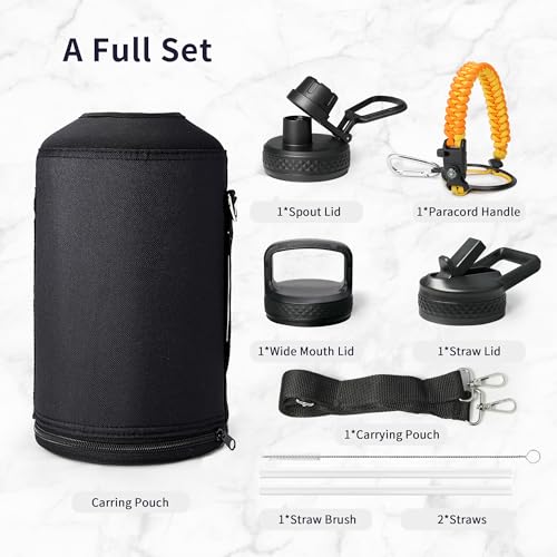 One Gallon Water Bottle Insulated with 3 Lids