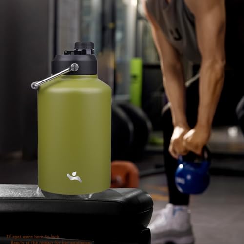 128 oz Insulated Stainless Steel Water Bottle Jug with Handle