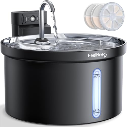 Wireless Cat Water Fountain [Water & Battery Separation] FEELNEEDY 4000mAh Battery Operated Cat Fountain