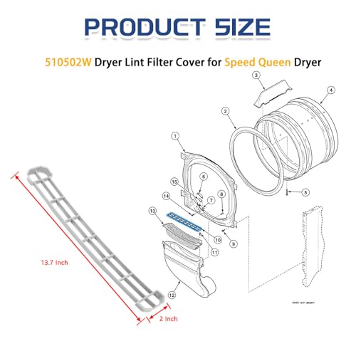 Upgraded] 510502W Dryer Lint Filter Cover
