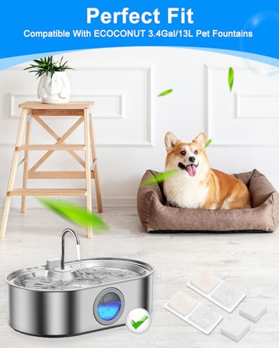 3.4Gal Replacement Filters Compatible with ECOCONUT Dogs Fountain (16 Count)