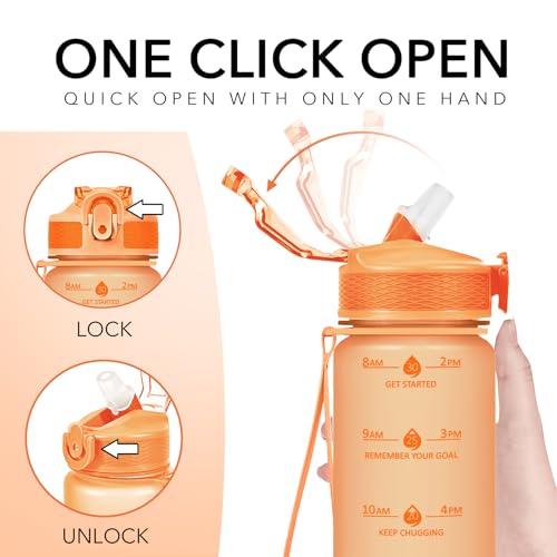 Plastic Water Bottle With Straw & Time Marker