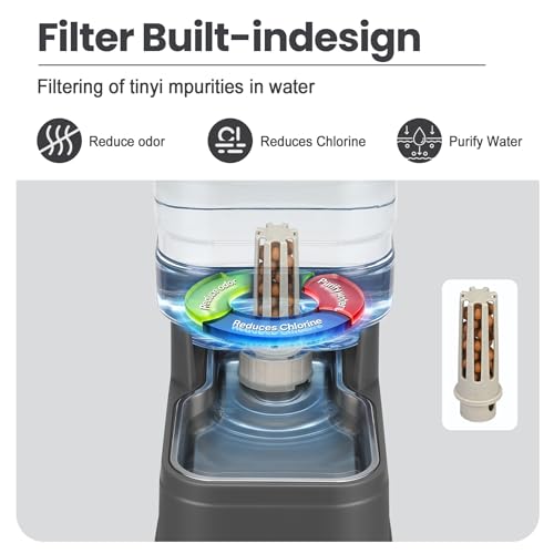 Automatic Dog Water Dispenser Gravity Stainless Steel Water Feeder Cat Waterer Feeder with Wide Mouth Bowl for Small Medium Dog Puppy Kitten