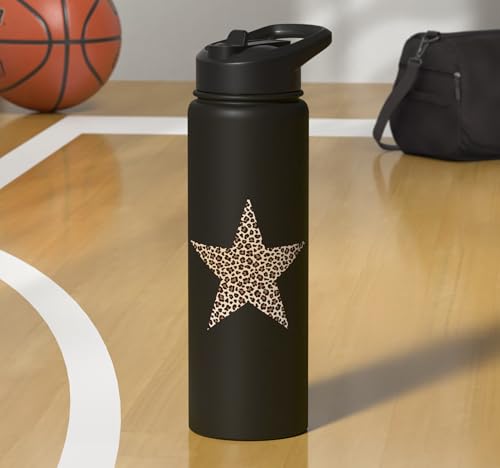 Star Shape Cute Cheetah Leopard Print Graphic Stainless Steel Insulated Water Bottle