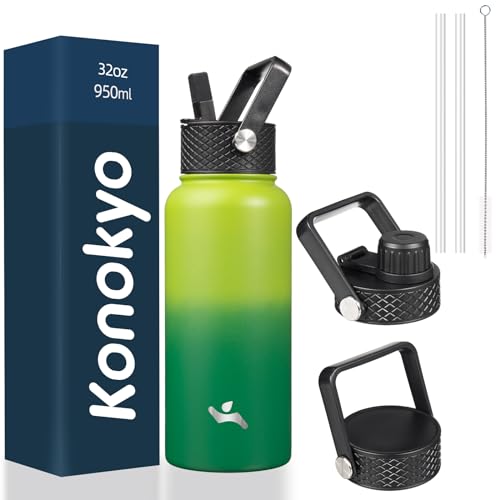 32 oz Insulated Stainless Steel Water Bottle with Straw Lid