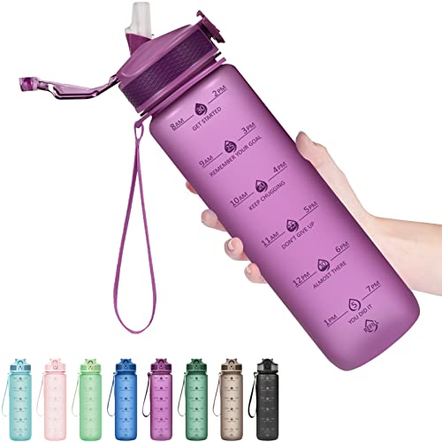 Plastic Water Bottle With Straw & Time Marker
