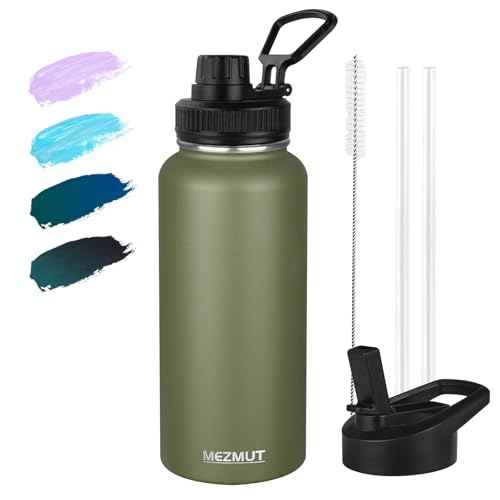 32oz Metal Sports Insulated Water Bottle with 2 Lids