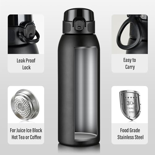 Insulated Water Bottle 24 oz with Dustproof Lid
