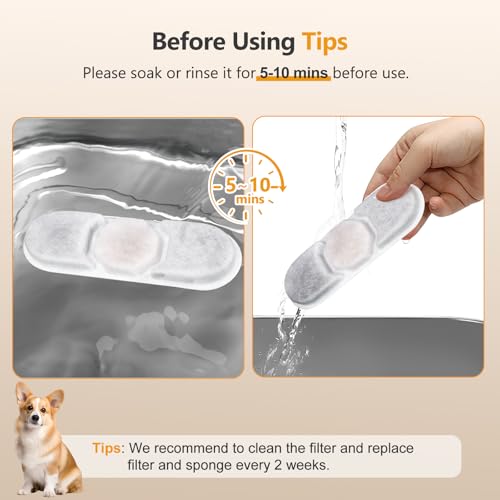 8 Sets Dog Fountain Filter Replacement for Zuqqony DYSJ03 16L