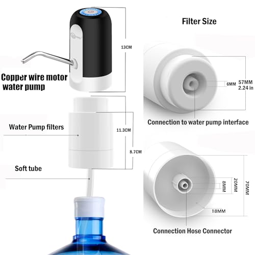 Portable Electric Dispenser Pump Filter for 5 Gallon Water jug (4 Count)