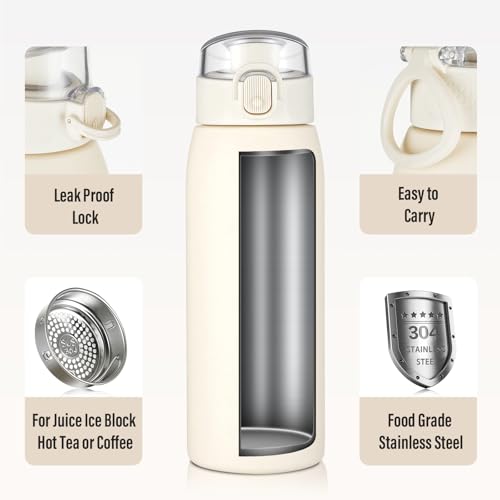 Insulated Water Bottle 18 oz with Dustproof Lid