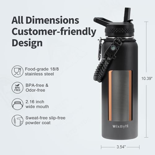 40 oz Insulated Water Bottle with Straw