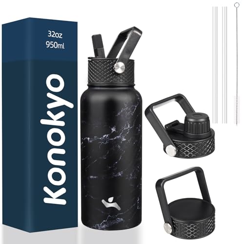 32 oz Insulated Stainless Steel Water Bottle with Straw Lid