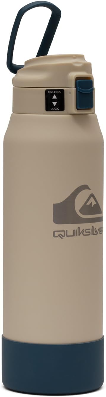 Quiksilver Redondo 32oz Double Wall Stainless Steel Water Bottle, Reusable Sports Bottle with Leak-Proof Lid, Non-Slip Rubber Base, Carrier Handle, insulated Tumblers, 24H Hot & Cold Beverage