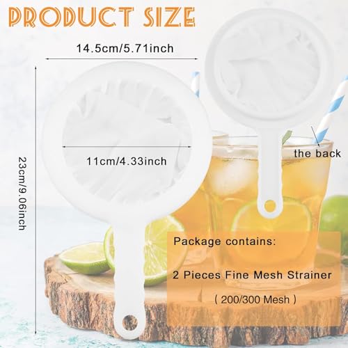 2 Piece Fine Nylon Mesh Strainer Kitchen Food Yogurt Mesh Sieve Plastic Mesh Colander with Handle Mini Brine Shrimp Separation Net for Filtering Juice Milk Soy Coffee Honey Wine Yogurt (2 Count)