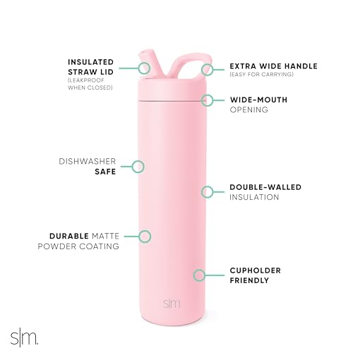 Insulated Water Bottle with Manual Straw