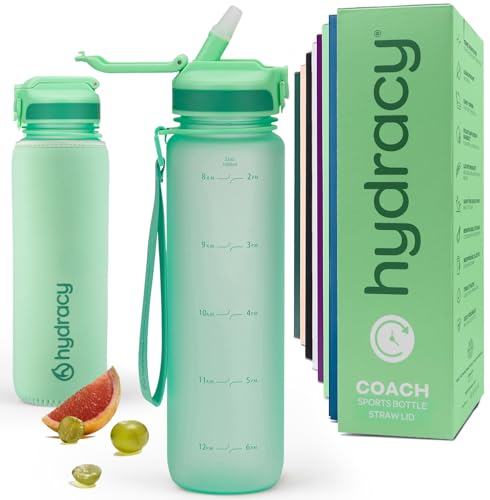 Motivational Water Bottle with Time Marker and Straw Lid 32 oz