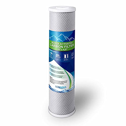 High Capacity Coconut Shell Carbon Block Water Filter 5 Micron Cartridge 4.5" x 20" for Universal Whole House System WELL