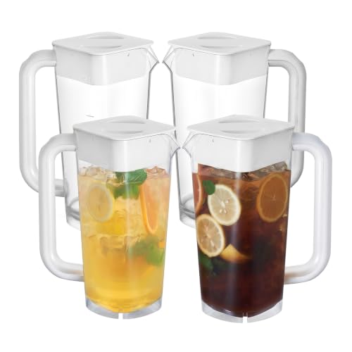 4 Pack 2L 68 oz Plastic Pitcher with Lid & Handle