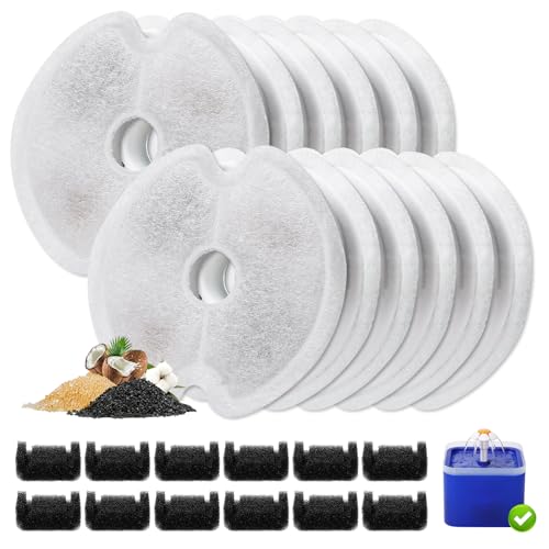 12 Packs Cat Water Fountain Filters for Ultra Silent Cat Fountain 67oz