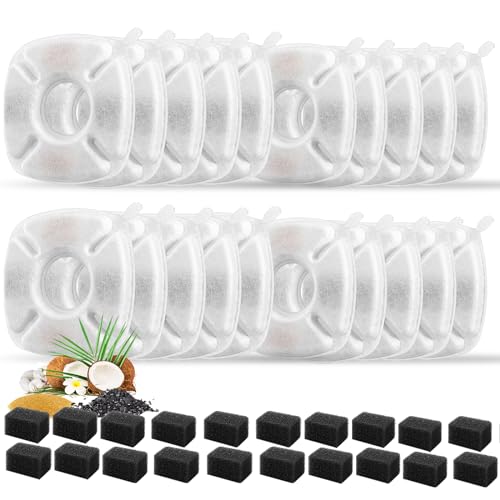 40 Pcs Cat Fountain Replacement Filters 20 Pack Cat Water Fountain Replacement Filters with 20 Pack Pre (40 Count)