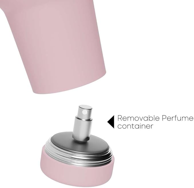 Sip & Scent 2-in-1 Smart Design 30 oz Insulated Water Bottle with Straw and Spout Lids and Refillable Perfume Container – 3-Layer Copper-Core, Leak-Proof Stainless Steel Water Bottle (Pink)