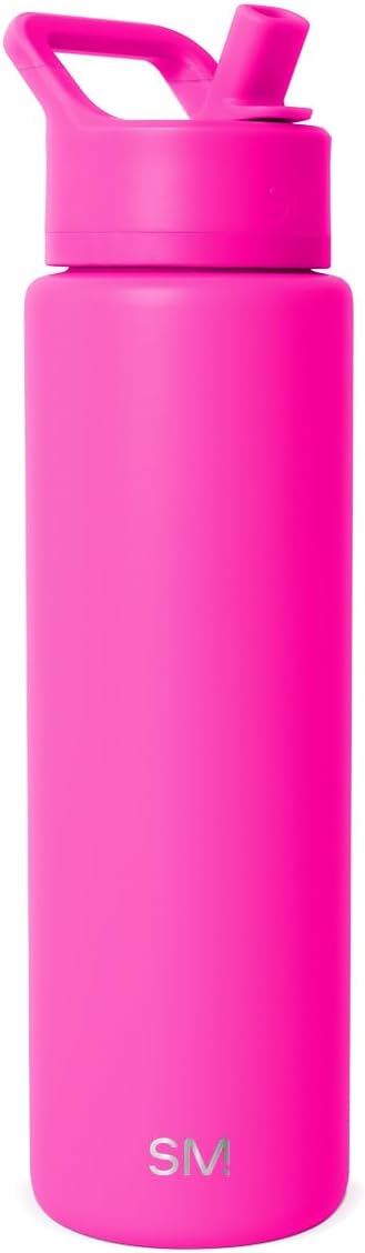 Simple Modern Water Bottle with Straw Lid | Vacuum Insulated Stainless Steel Metal Thermos | Reusable Leak Proof BPA-Free Flask for Sports Gym | Summit Collection | 30oz, Raspberry Vibes