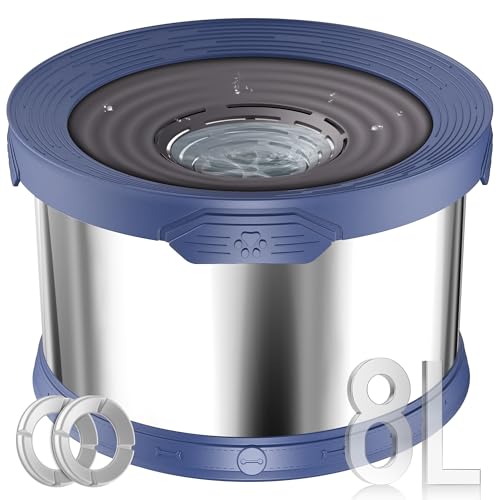 8L Dog Water Bowl No Spill Stainless Steel for Slow Drinking Blue