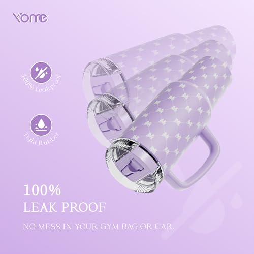 DetaClean 40oz Purple Bow Tumbler with Handle and Flip Straw for Women