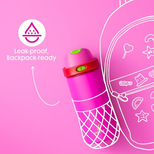 2 Pack 18 oz Kids Insulated Water Bottle for Girls Travel (2 Count)