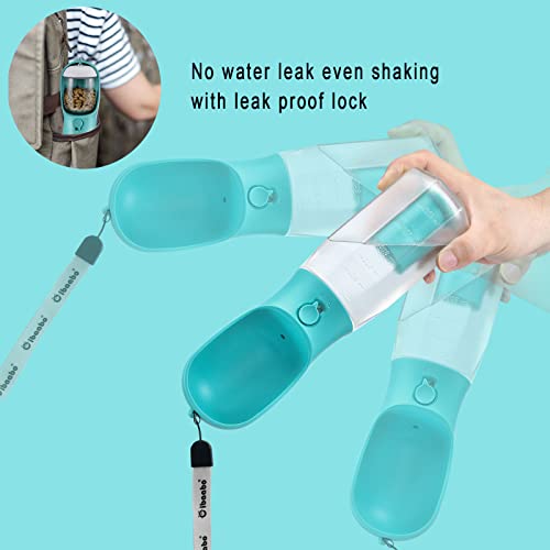 Dog Water Bottle with Food Container & Poop Bag Holder & Filter